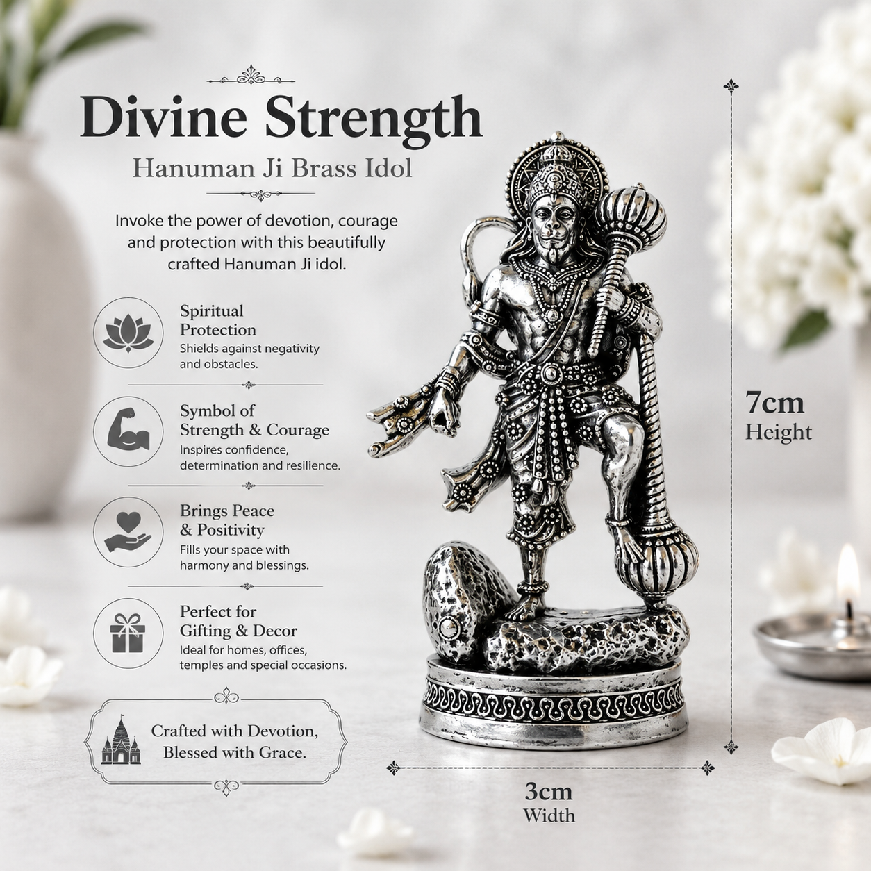 Hanuman Ji with Gada Idol | Blessings of Bajrangbali