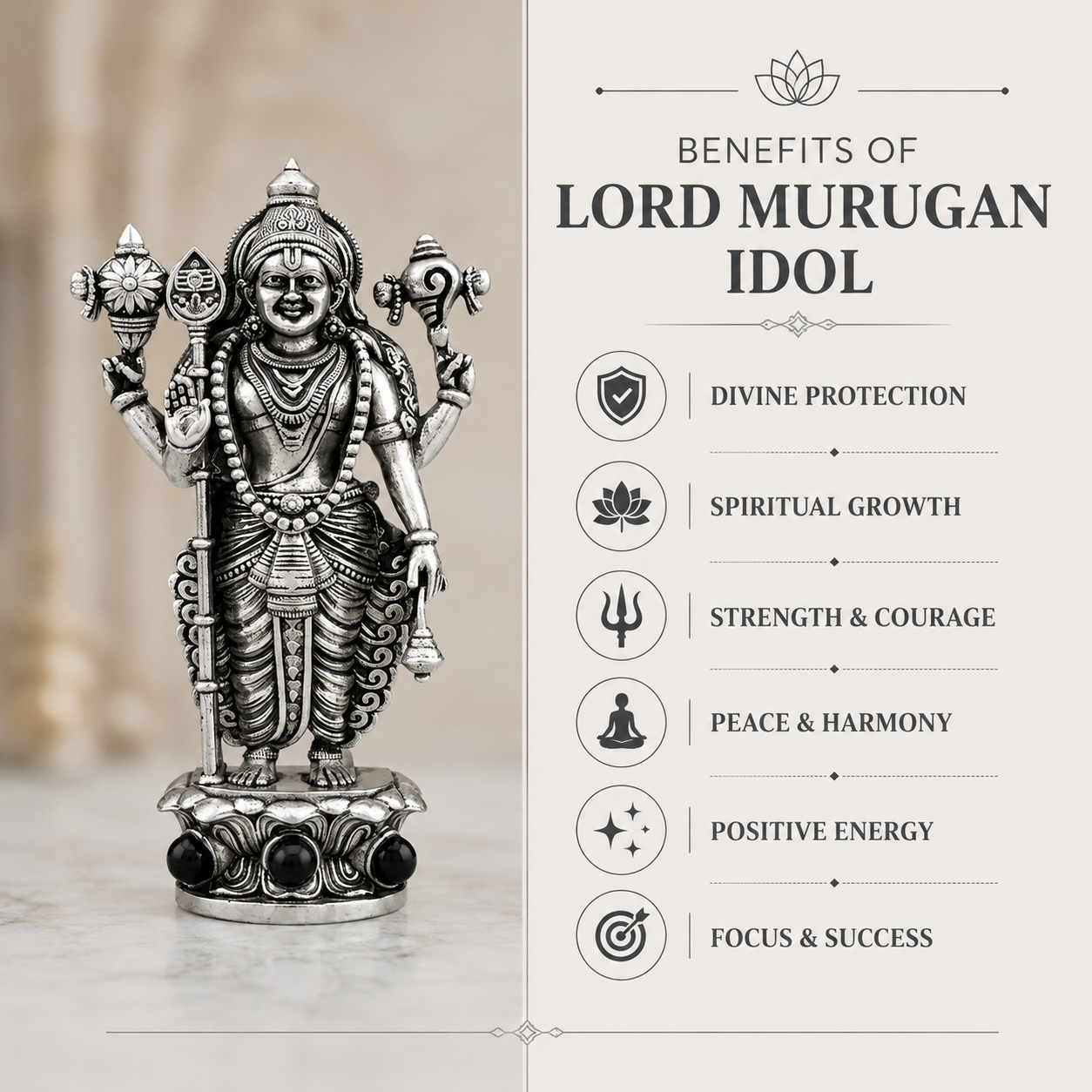 Murugan Ji Idol | Golden & Silver Finish Divine Murti