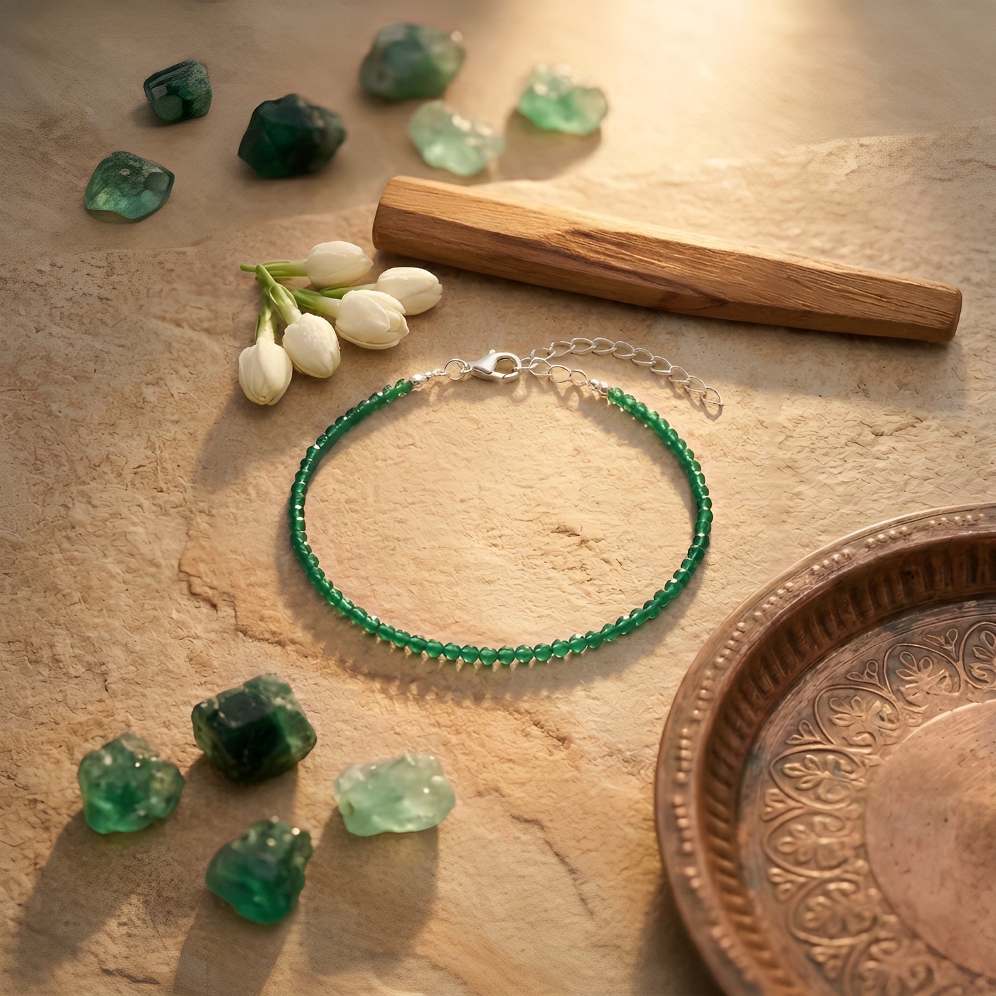 Natural Green Aventurine Anklet | Stone of Luck & Opportunity