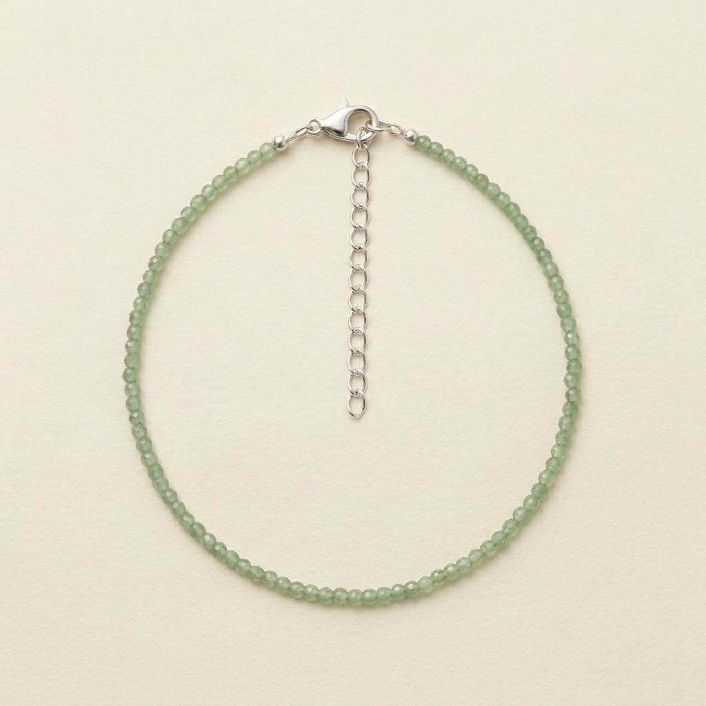 Natural Green Jade Anklet | Harmony, Balance & Good Luck