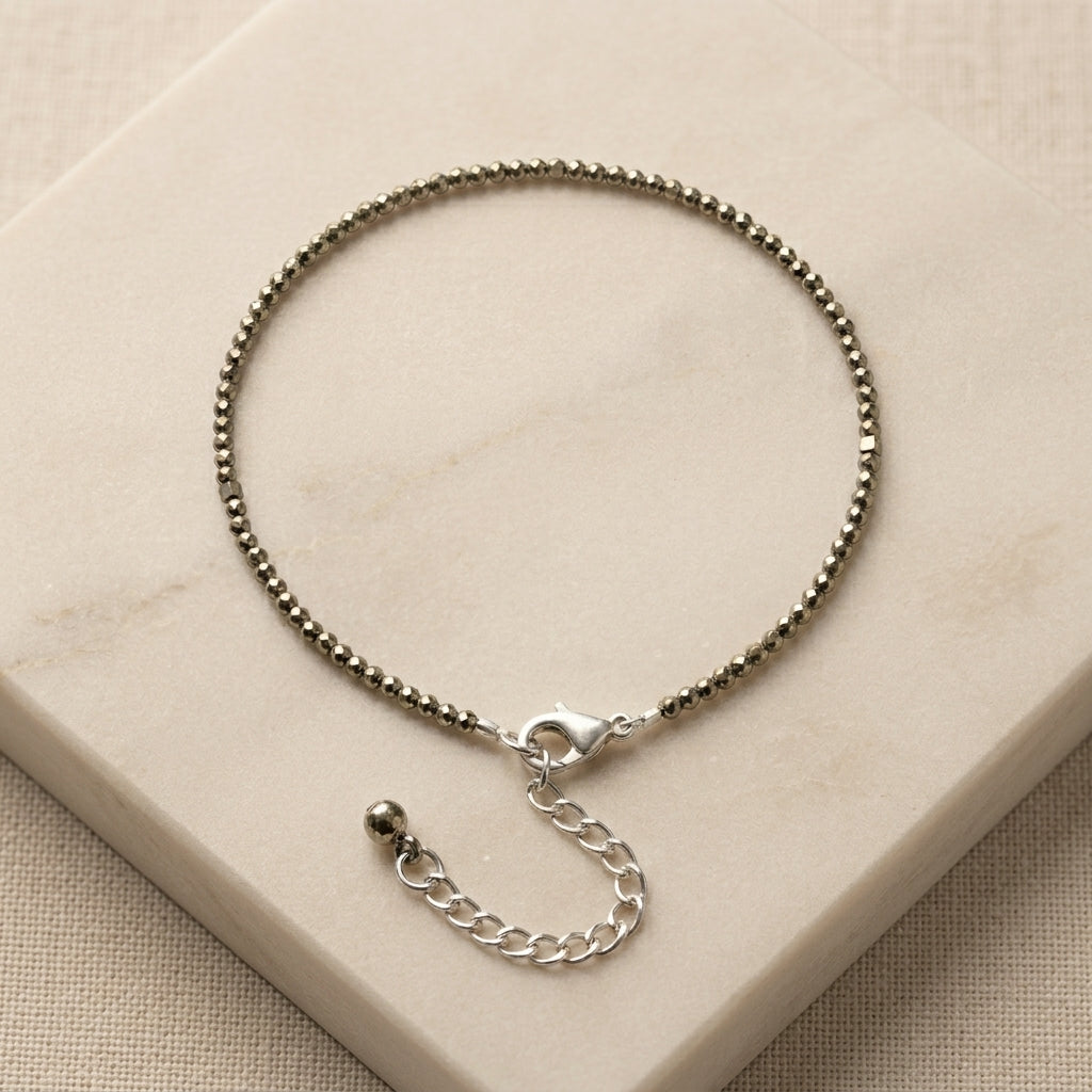 Natural Pyrite Anklet for Women | Attracts Wealth, Positivity & Good Energy
