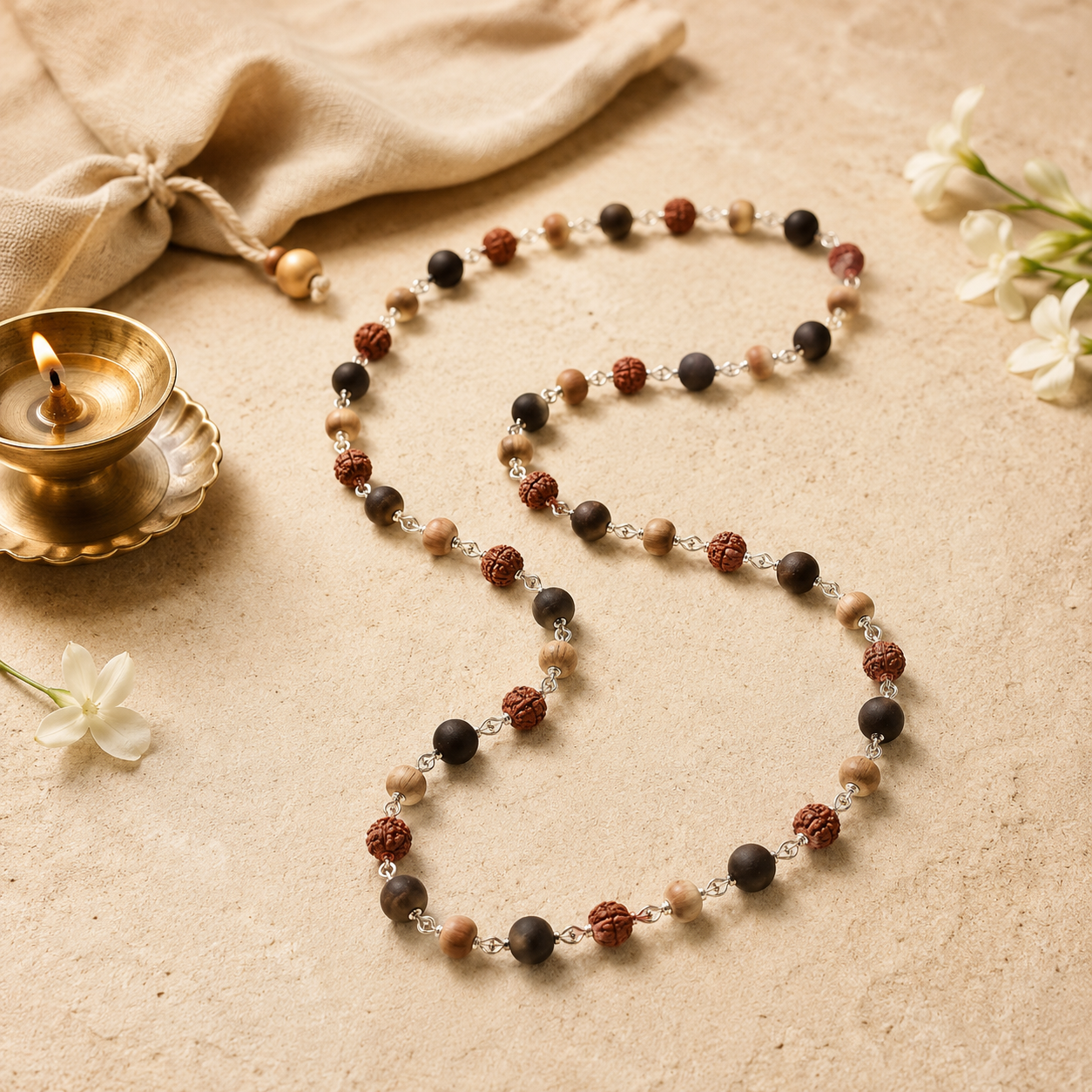 Original Rudraksh Karungali Tulsi Mala for Men & Women