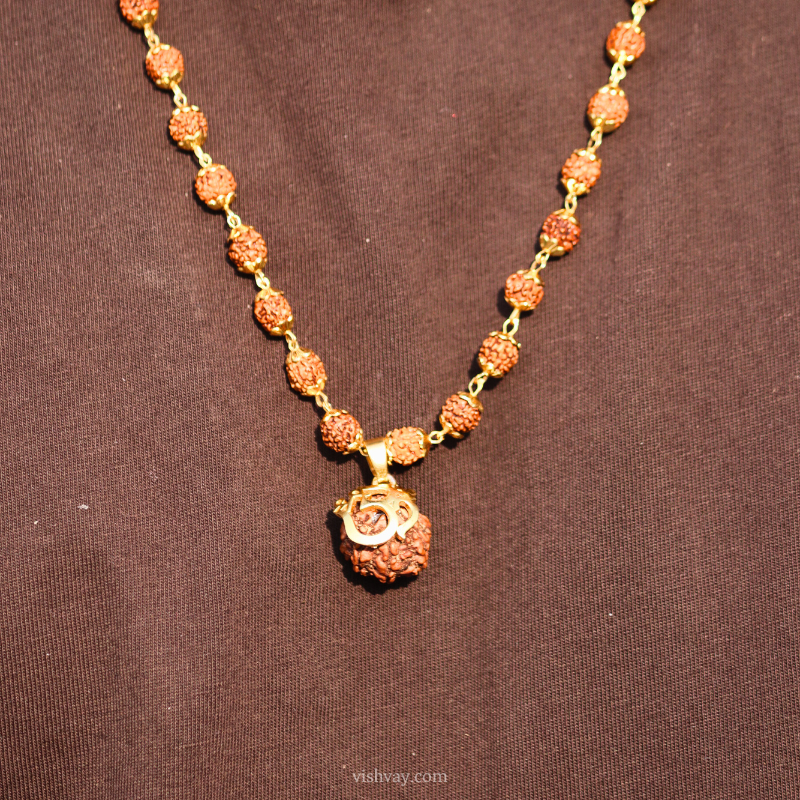 Gold Plated Shree Om Rudraksha Mala