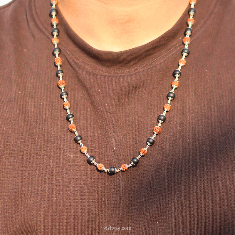 Rudraksha & Karungali Silver Plated Mala