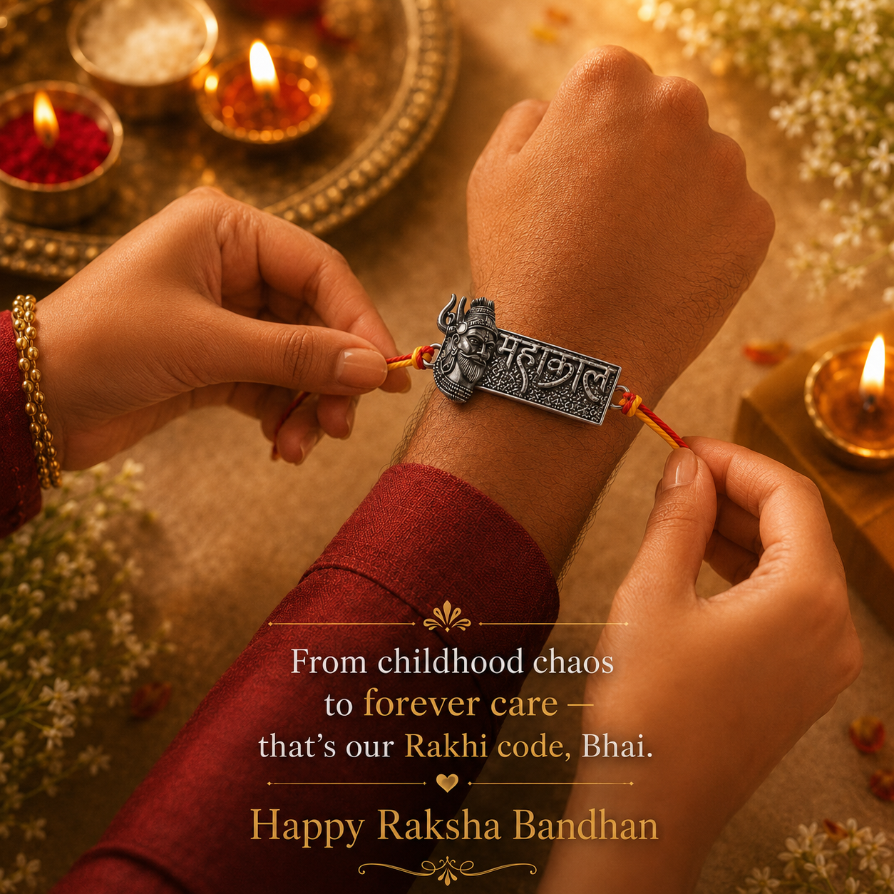 Mahakal Raksha Rakhi – Silver-Tone Mahadev Charm