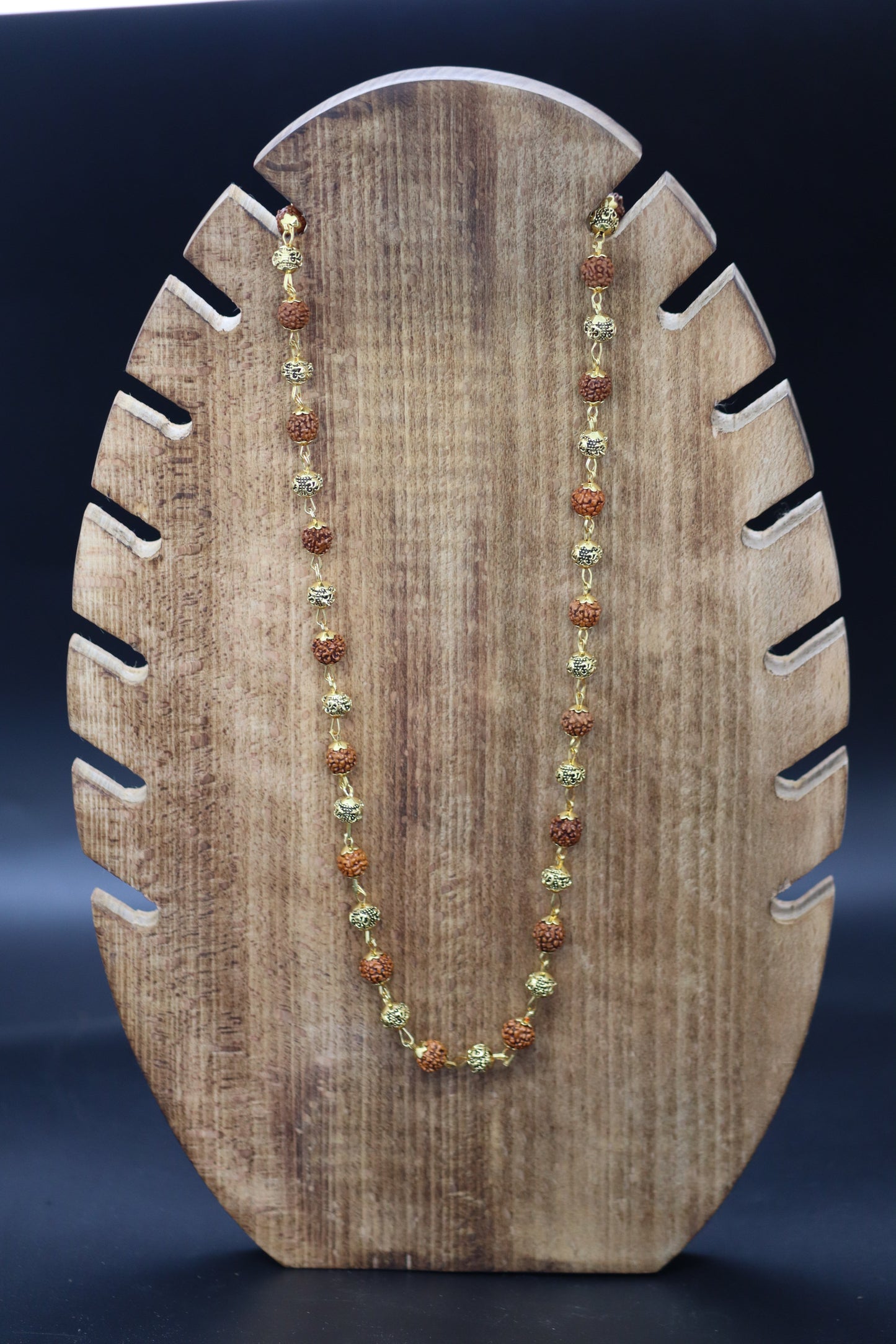 Golden Om Beads Rudhraksh Mala