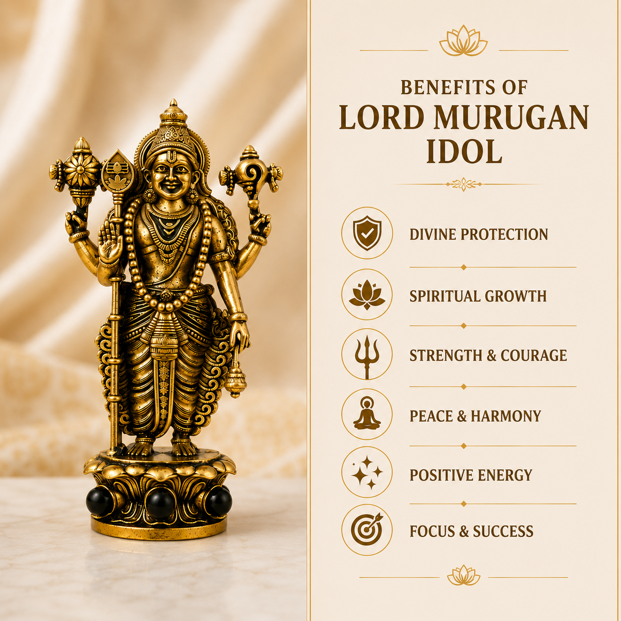 Murugan Ji Idol | Golden & Silver Finish Divine Murti