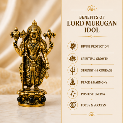 Murugan Ji Idol | Golden & Silver Finish Divine Murti