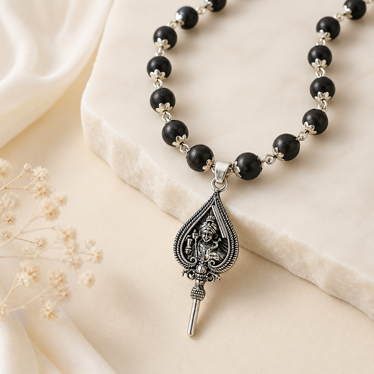 Karungali Mala with Murugan Vel Pendant | Spiritual Strength