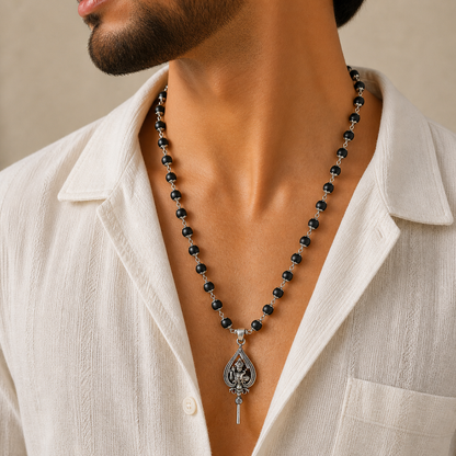 Karungali Mala with Murugan Vel Pendant | Spiritual Strength