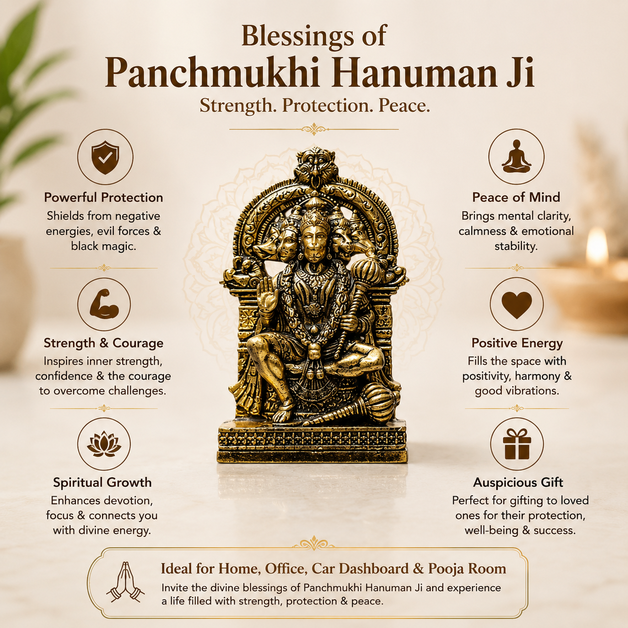 Panchmukhi Hanuman Idol for Strength & Protection