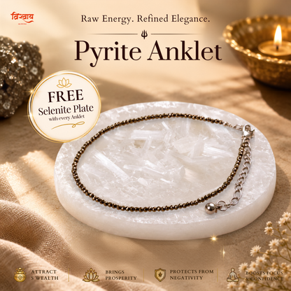 Raw Pyrite Anklet with Free Raw Selenite Plate