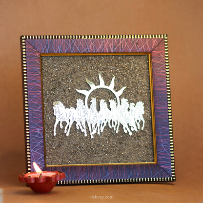 7 Horses on Raw Pyrite Frame | Speed, Success & Prosperity