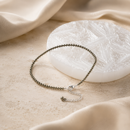 Raw Pyrite Anklet with Free Raw Selenite Plate