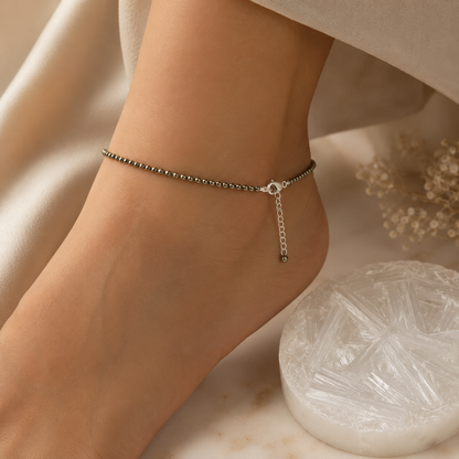 Raw Pyrite Anklet with Free Raw Selenite Plate