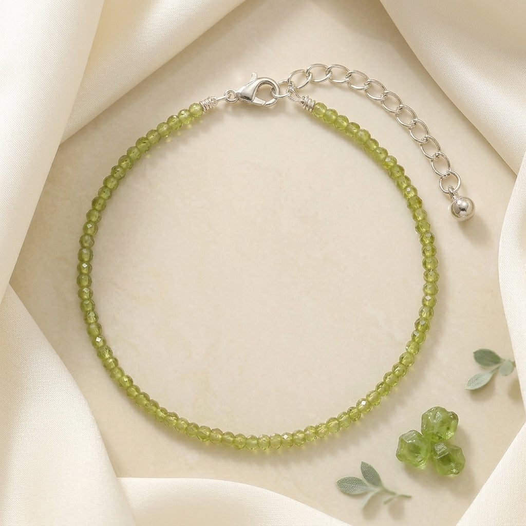 Natural Peridot Beads Anklet | Growth, Positivity &amp; Healing