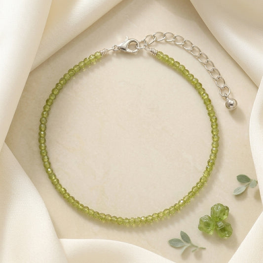 Natural Peridot Beads Anklet | Growth, Positivity &amp; Healing