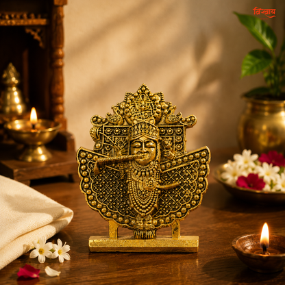 Siddh Sanwariya Seth Ji Golden-Finished Metal Idol