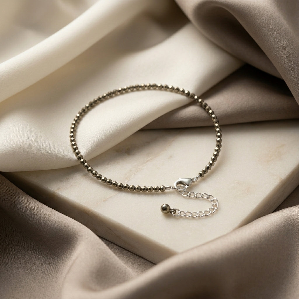 Natural Pyrite Anklet for Women | Attracts Wealth, Positivity & Good Energy