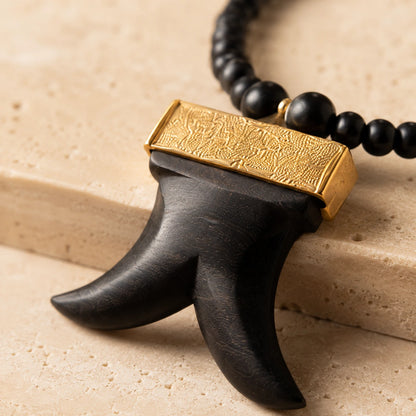Karungali Malai with Dual Tiger Teeth Pendant