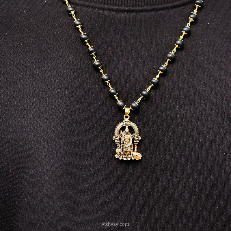 Golden Karungali Mala with Murgan Pendant
