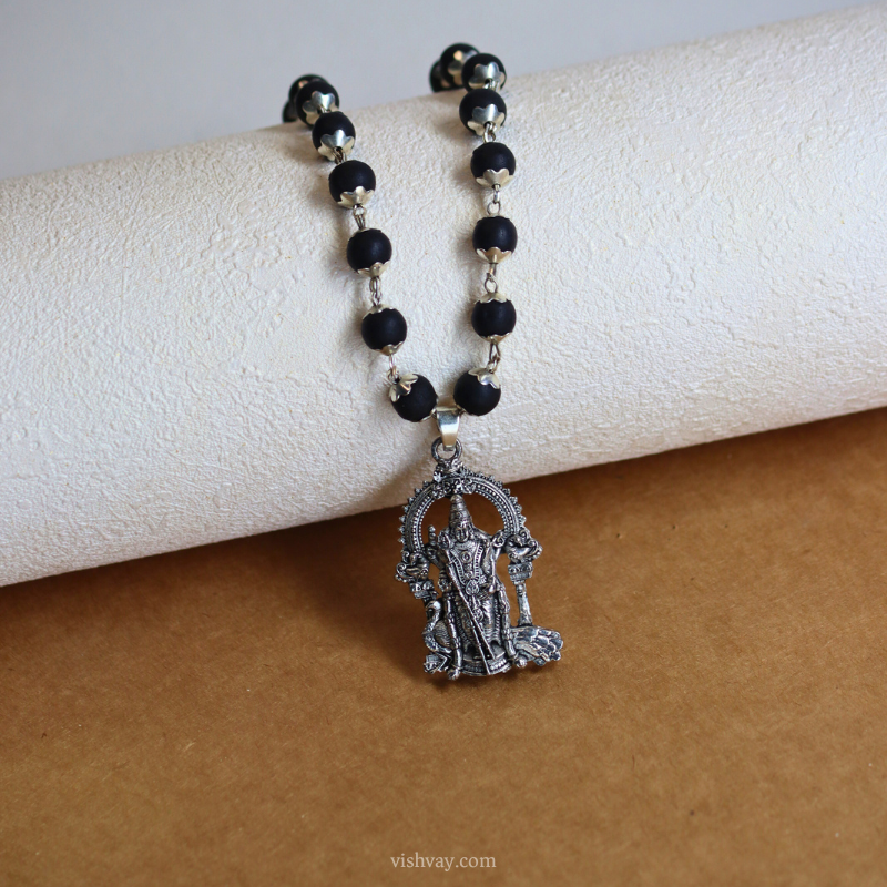 Karungali Malai with Silver Murugan Pendant