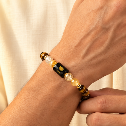Leo (सिंह) Zodiac Bracelet with FREE Raw Selenite Plate