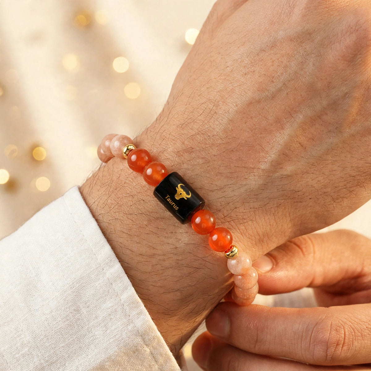Taurus (वृषभ) Zodiac Bracelet with FREE Raw Selenite Plate