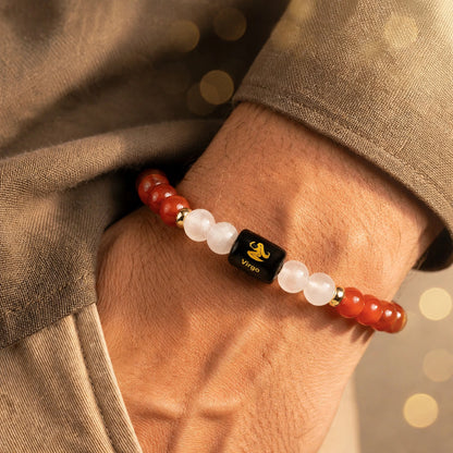 Virgo (कन्या) Zodiac Bracelet with FREE Raw Selenite Plate