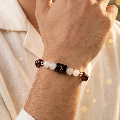 Capricorn (मकर) Zodiac Bracelet with FREE Raw Selenite Plate