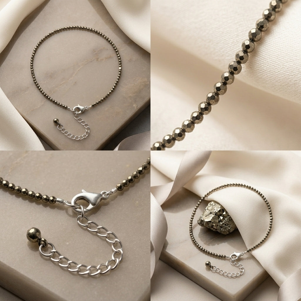 Natural Pyrite Anklet for Women | Attracts Wealth, Positivity & Good Energy