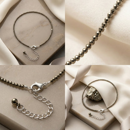 Natural Pyrite Anklet for Women | Attracts Wealth, Positivity & Good Energy