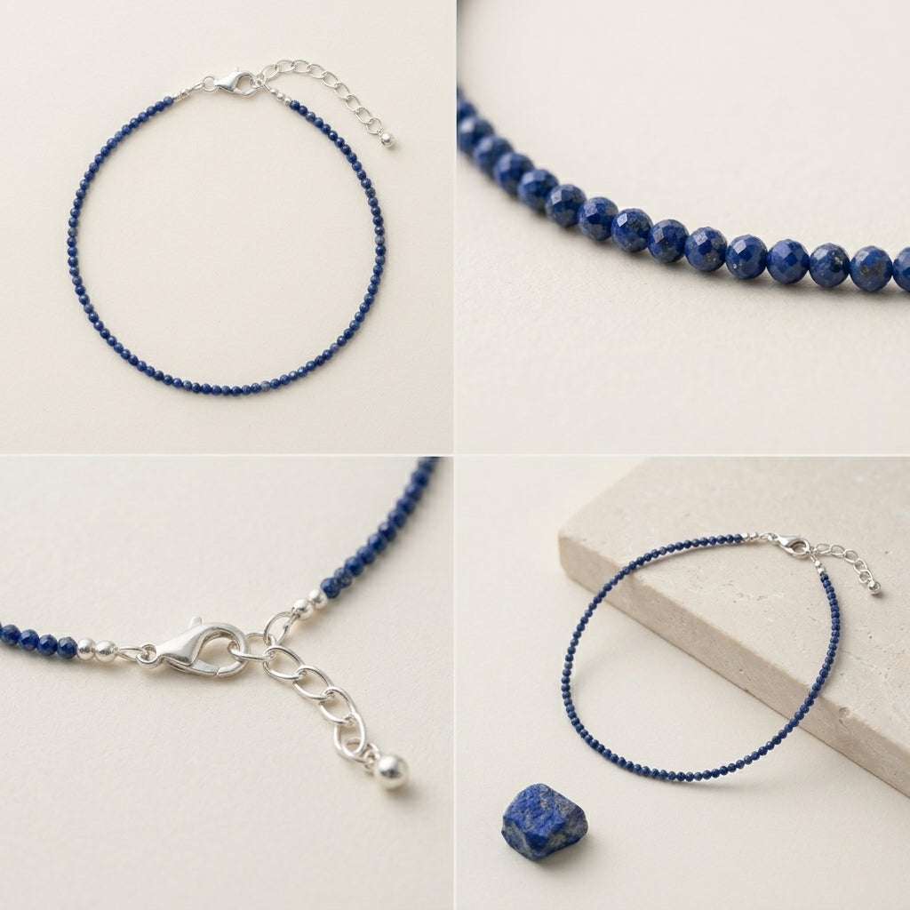 Natural Lapis Lazuli Anklet | Wisdom, Truth &amp; Inner Power