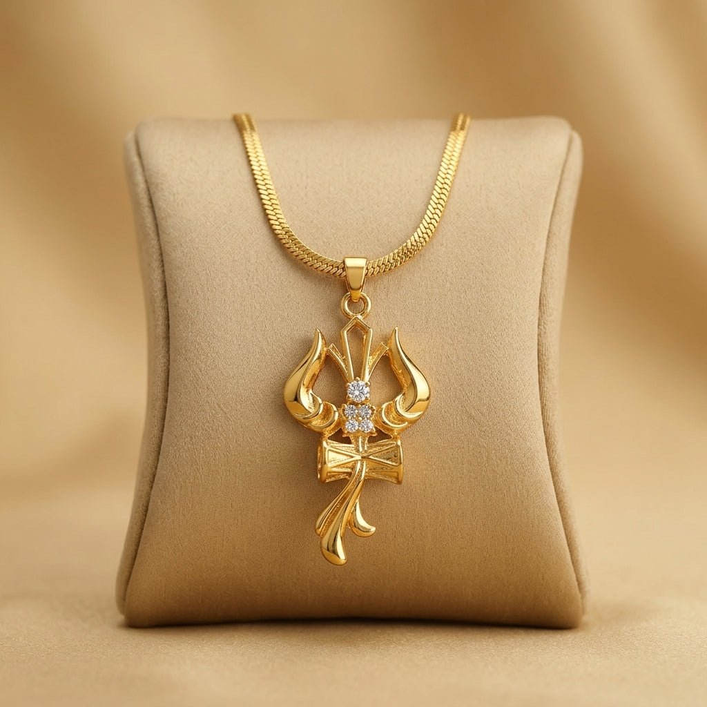 Trishul Om Damru Pendant with Chain | Power of Mahadev