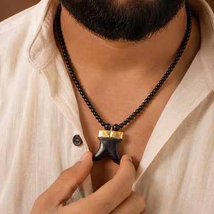 Karungali Malai with Dual Tiger Teeth Pendant