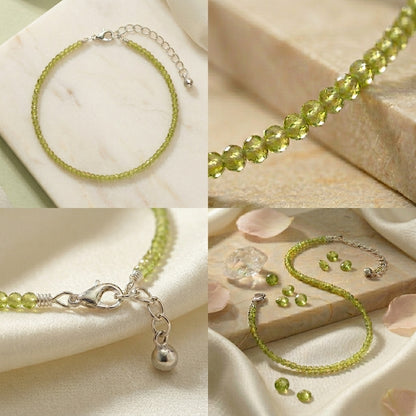 Natural Peridot Beads Anklet | Growth, Positivity &amp; Healing