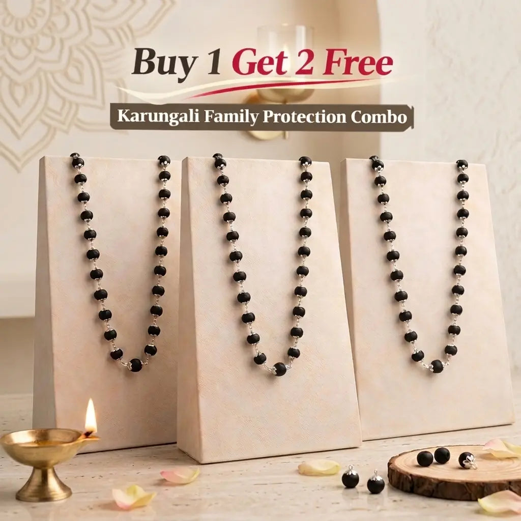 Ebony Wood Karungali Mala – Silver Plated | Buy 1 Get 2 Free