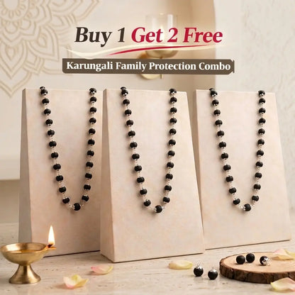 Ebony Wood Karungali Mala – Silver Plated | Buy 1 Get 2 Free
