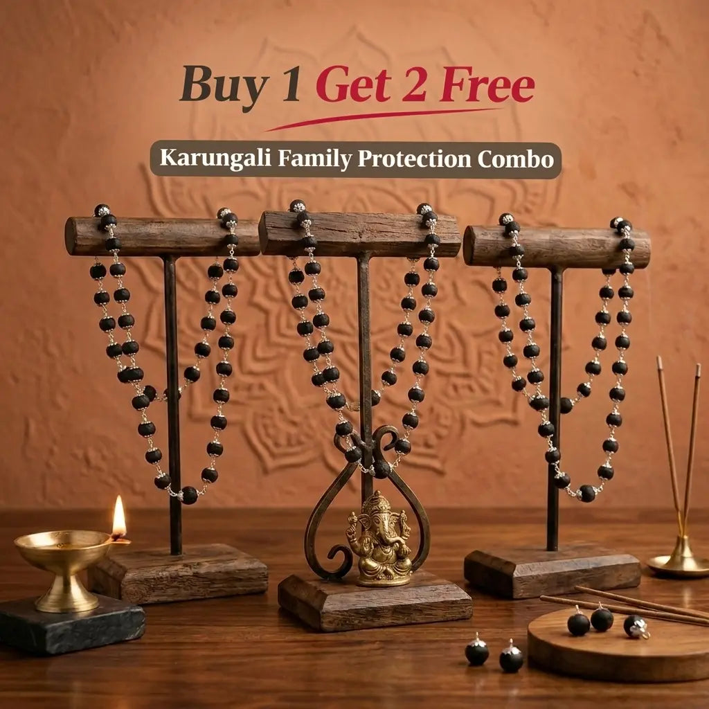 Ebony Wood Karungali Mala – Silver Plated | Buy 1 Get 2 Free