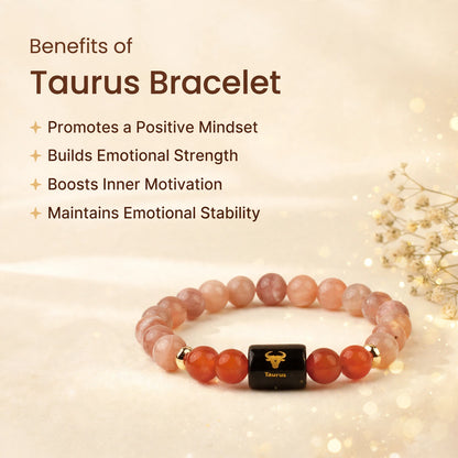Taurus (वृषभ) Zodiac Bracelet with FREE Raw Selenite Plate