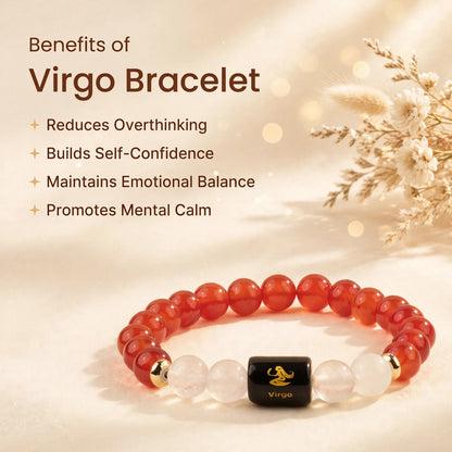 Virgo (कन्या) Zodiac Bracelet with FREE Raw Selenite Plate