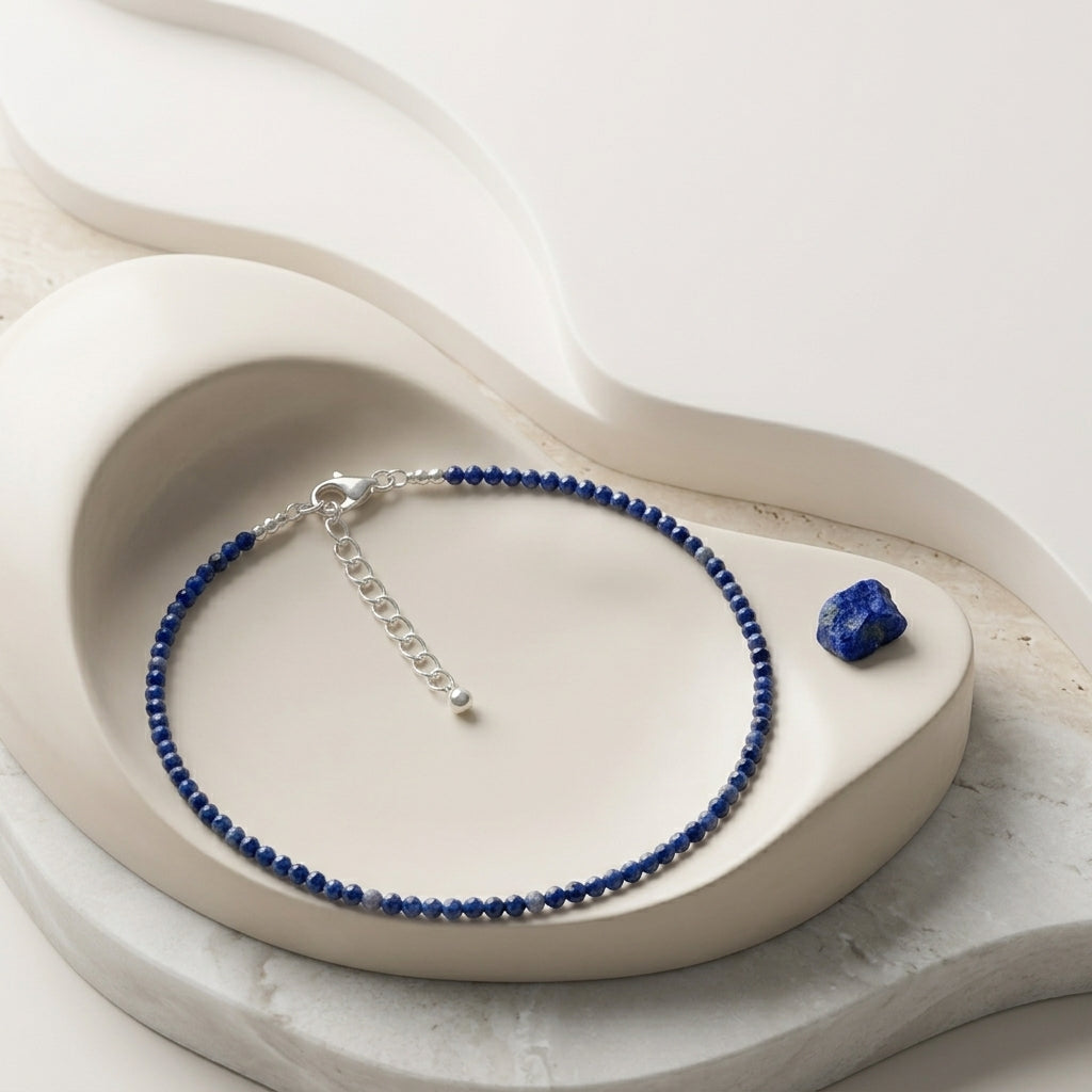 Natural Lapis Lazuli Anklet | Wisdom, Truth &amp; Inner Power