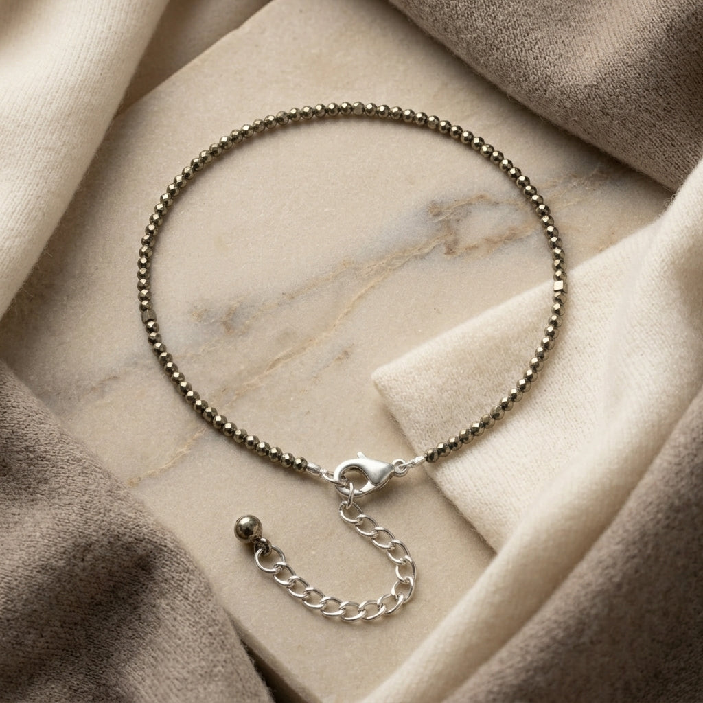 Natural Pyrite Anklet for Women | Attracts Wealth, Positivity & Good Energy