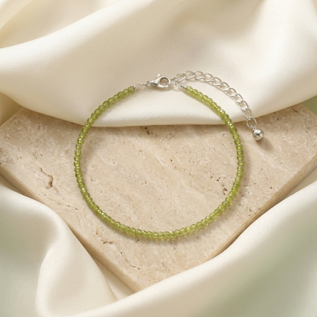 Natural Peridot Beads Anklet | Growth, Positivity &amp; Healing
