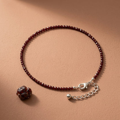 Natural Garnet Beads Anklet | Passion, Energy &amp; Strength