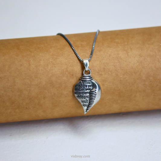 Krishna Vasudevaya Mantra Shankh Pendant Necklace