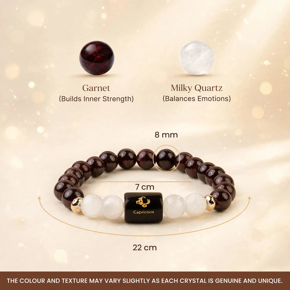 Capricorn (मकर) Zodiac Bracelet with FREE Raw Selenite Plate