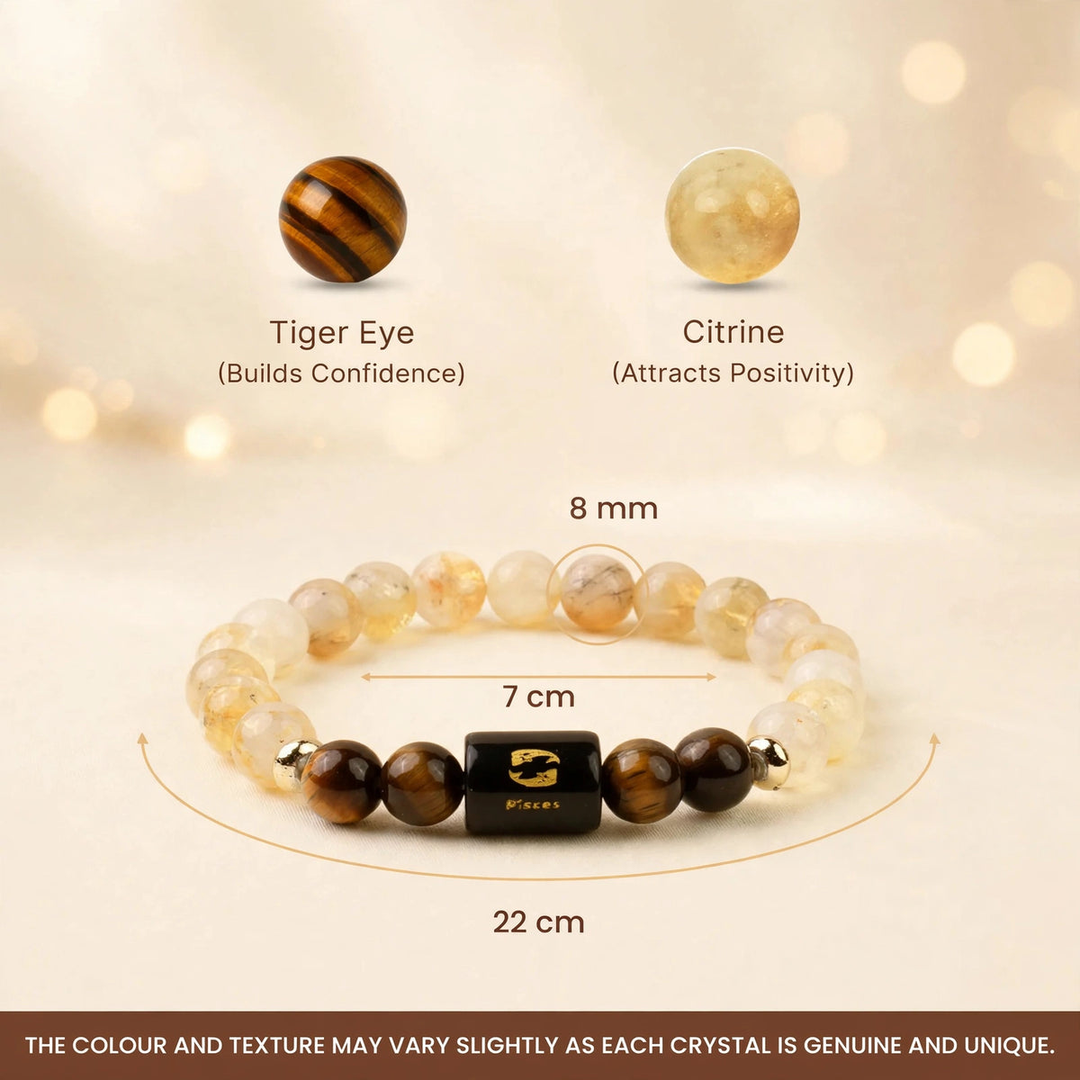 Pisces (मीन) Zodiac Bracelet with FREE Raw Selenite Plate