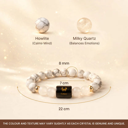 Cancer (कर्क) Zodiac Bracelet with FREE Raw Selenite Plate