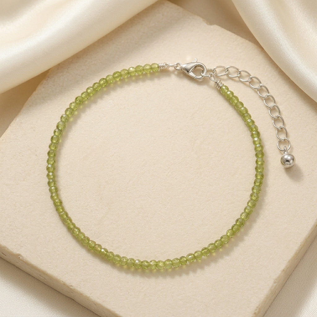 Natural Peridot Beads Anklet | Growth, Positivity &amp; Healing
